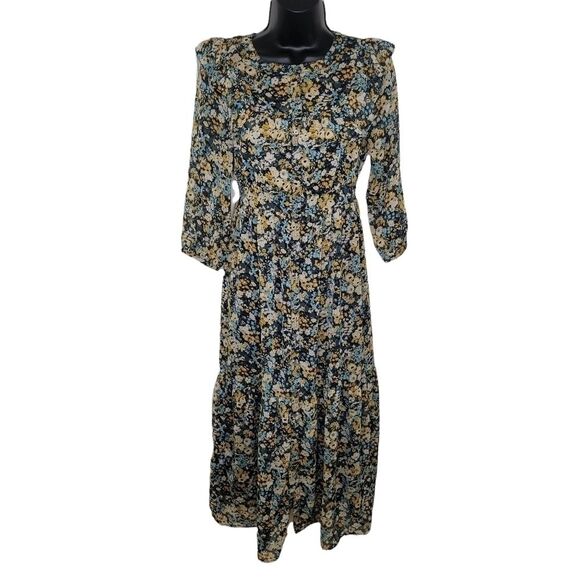 LOFT Dresses & Skirts - Loft floral ruffle neck cottagecore midi dress size xs